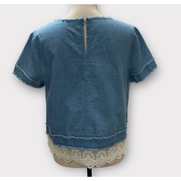 The Impeccable Pig Womens M Short Sleeve Denim Shirt Cotton - Picture 3 of 9